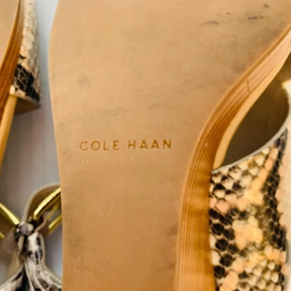 Cole Haan Philomena Grand Wedge Sandals 10.5B Snakeskin Print Leather 3